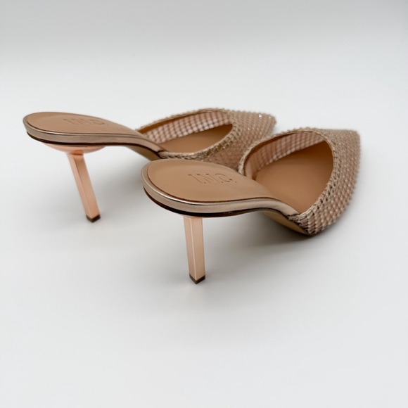 INC Emory Rhinestone Mesh Slide Stiletto Heels Pointed Toe Gold 11 NEW imperfect - Picture 7 of 17